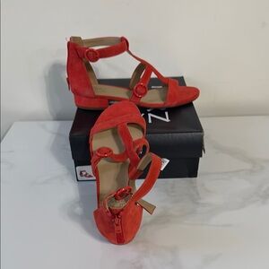 Naturalizer Red High Heeled Sandals with Strappy Design and Stiletto Heel